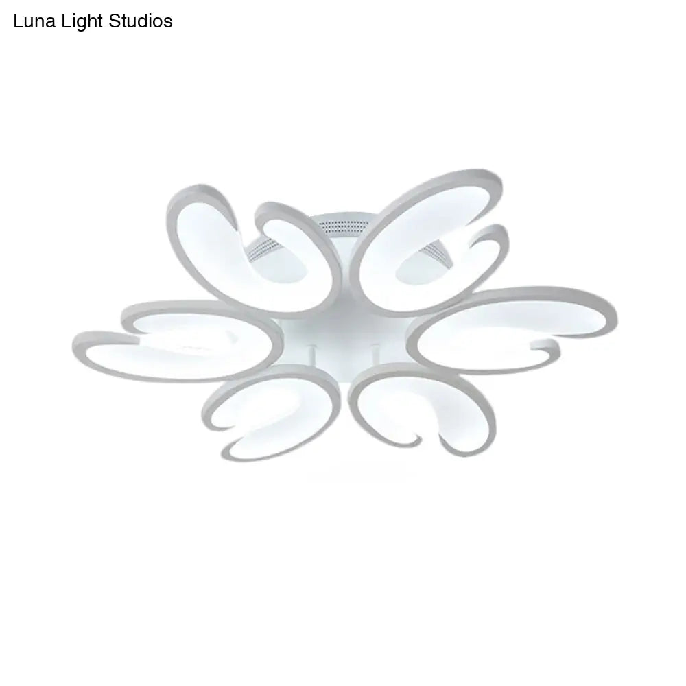 Modern 4/6/9 - Head U - Shaped Acrylic Shade Flush Mount Ceiling Light In White – Warm/White/Natural