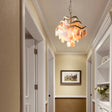 Modern 4-Head Beige Shell Ceiling Pendant Light For Living Room