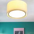 Modern 4-Light 2-Shade Fabric Drum Flush Mount Ceiling Fixture For Bedroom In White