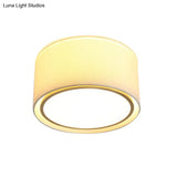 Modern 4-Light 2-Shade Fabric Drum Flush Mount Ceiling Fixture For Bedroom In White