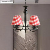 Modern 4-Light Black Fabric Tapered Shade Chandelier For Kids Bedroom Ceiling Pendant