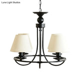 Modern 4-Light Black Fabric Tapered Shade Chandelier For Kids Bedroom Ceiling Pendant