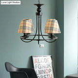 Modern 4-Light Black Fabric Tapered Shade Chandelier For Kids Bedroom Ceiling Pendant