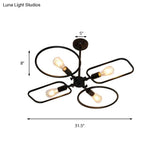 Modern 4-Light Black Metal Ceiling Mount Lamp For Living Room