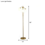 Modern 4-Light Gold Finish Floor Lamp With White Glass Stand For Living Room