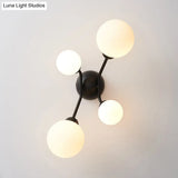 Modern 4-Light Sconce With Cream Glass Shade And Black/Gold Finish