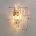 Modern 4-Tiered Crystal Wall Sconce With Beveled And 2-Bulb Light Fixture For Restaurants Champagne