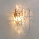 Modern 4-Tiered Crystal Wall Sconce With Beveled And 2-Bulb Light Fixture For Restaurants Champagne