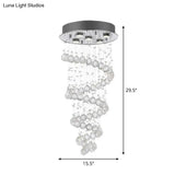 Modern 5-Light Crystal Ceiling Lamp In Stainless Steel For Bedroom