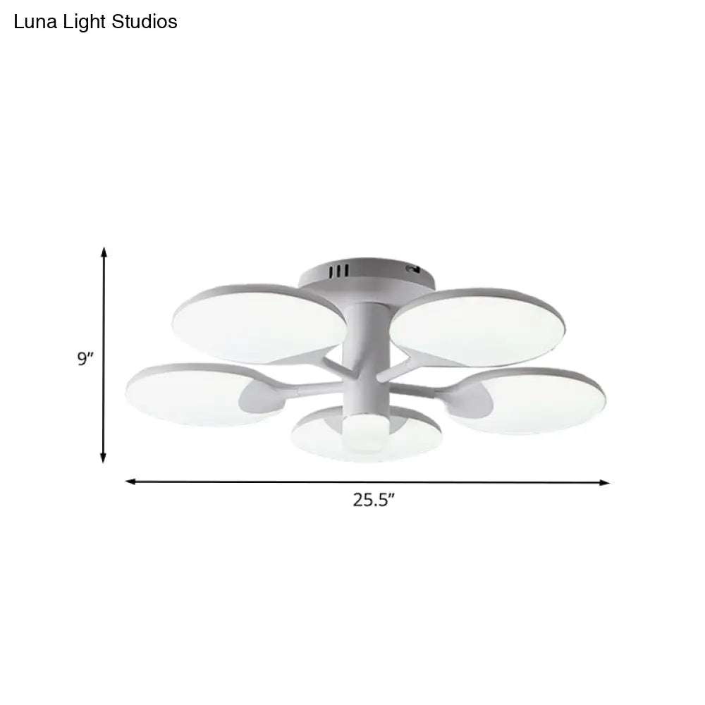 Modern 5 - Light Flush Led Ceiling Fixture With Acrylic Shade - White Table Tennis Theme