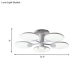 Modern 5 - Light Flush Led Ceiling Fixture With Acrylic Shade - White Table Tennis Theme