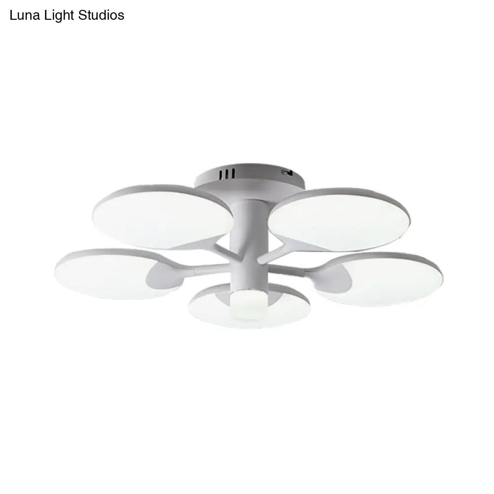 Modern 5 - Light Flush Led Ceiling Fixture With Acrylic Shade - White Table Tennis Theme