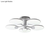 Modern 5 - Light Flush Led Ceiling Fixture With Acrylic Shade - White Table Tennis Theme