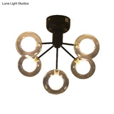 Modern 5 - Light Glass Semi - Flush Ceiling Lamp For Foyer And Hallway