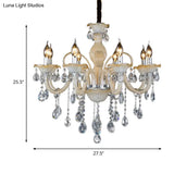 Modern 6/8/18-Light Faceted Crystal Candle Chandelier - Tan Ceiling Lamp For Living Room Multiple