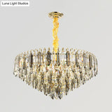Modern 6/9/16-Bulb Clear Crystal Silver Chandelier Ceiling Light For Bedroom