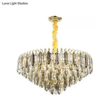 Modern 6/9/16-Bulb Clear Crystal Silver Chandelier Ceiling Light For Bedroom