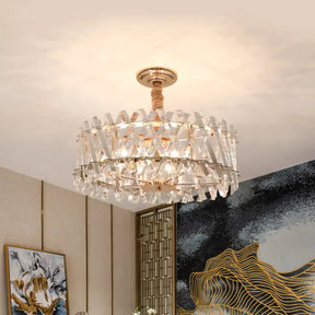Modern 6-Head Hanging Chandelier with Crystal Prisms for Dining Room Clear