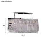 Modern 6-Light Island Ceiling Lamp With Faceted Crystal Shade In Chrome For Dining Rooms