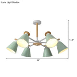 Modern 6-Light Rotatable Metal Cone Chandelier - Stylish Macaron Loft Hanging Light For Living Room