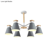 Modern 6-Light Rotatable Metal Cone Chandelier - Stylish Macaron Loft Hanging Light For Living Room