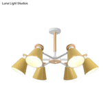 Modern 6-Light Rotatable Metal Cone Chandelier - Stylish Macaron Loft Hanging Light For Living Room
