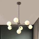 Modern 7-Light Opal Glass Chandelier In Black/Coffee/Gold Finish Coffee