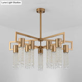Modern 8/10 Bulb Led Gold Crystal Pendant Chandelier For Bedroom