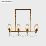 Modern 8-Light Crystal Pendant Island Fixture In Brass