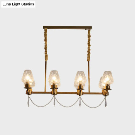 Modern 8-Light Crystal Pendant Island Fixture In Brass