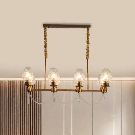 Modern 8-Light Crystal Pendant Island Fixture In Brass