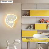 Modern Acrylic Animal Led Wall Sconce - White Finish For Hallway Illumination