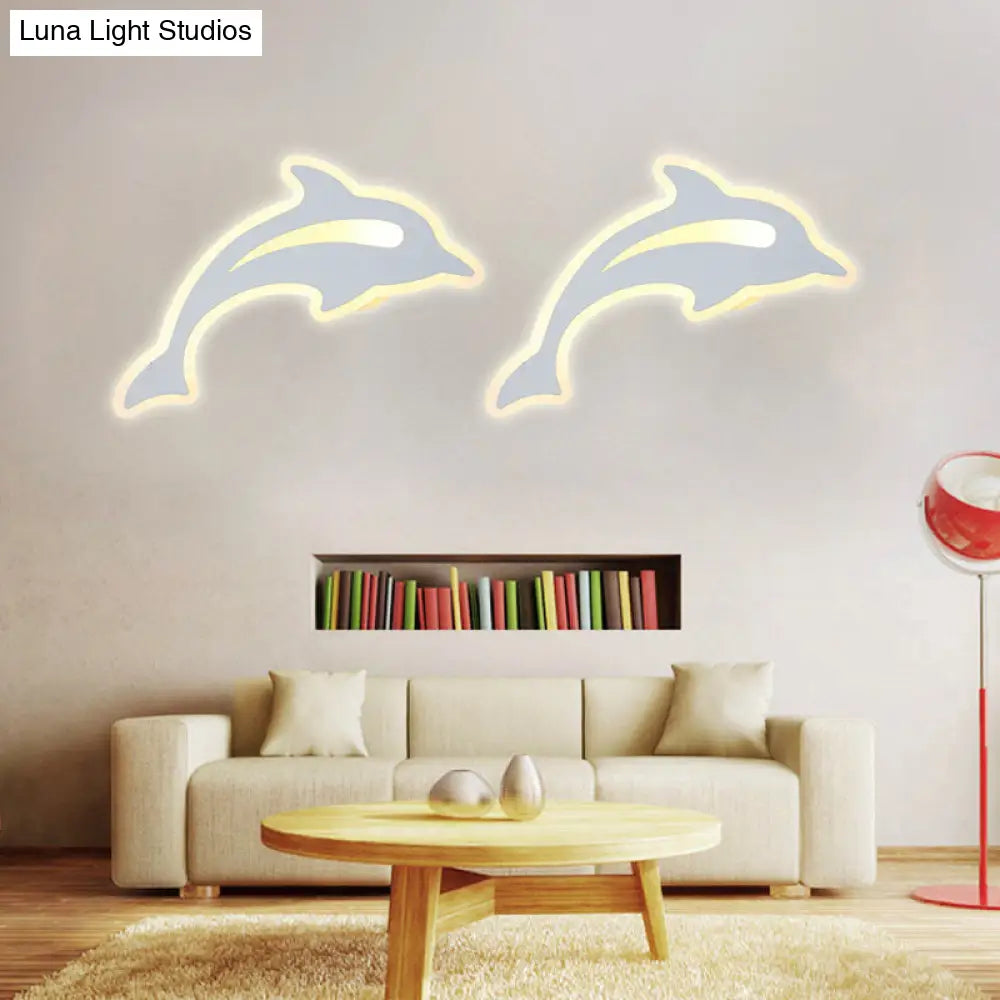 Modern Acrylic Animal Led Wall Sconce - White Finish For Hallway Illumination