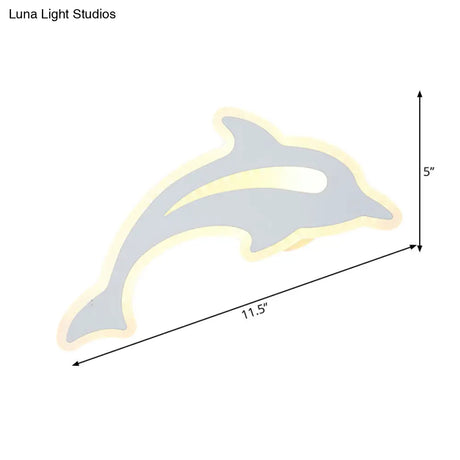 Modern Acrylic Animal Led Wall Sconce - White Finish For Hallway Illumination
