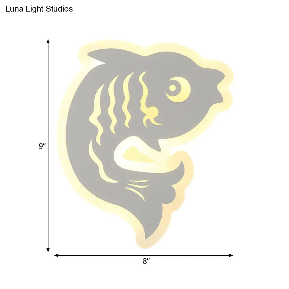 Modern Acrylic Animal Led Wall Sconce - White Finish For Hallway Illumination