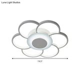 Modern Acrylic Blossom Led Ceiling Light In White For Kid’s Bedroom - Flush Mount Fixture