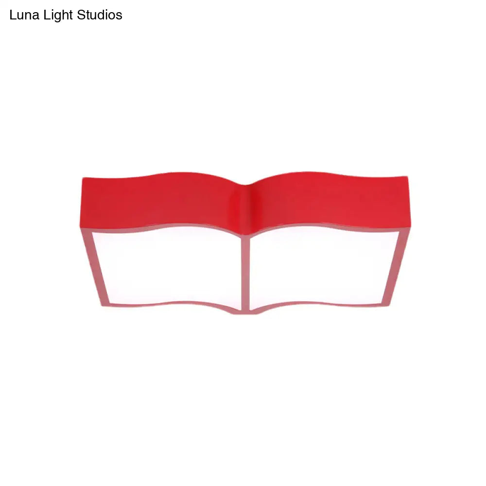 Modern Acrylic Cartoon Led Flush Mount Ceiling Lamp - Red/Yellow/Blue For Living Room Lighting