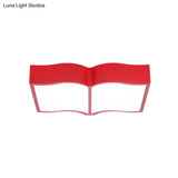 Modern Acrylic Cartoon Led Flush Mount Ceiling Lamp - Red/Yellow/Blue For Living Room Lighting