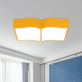 Modern Acrylic Cartoon Led Flush Mount Ceiling Lamp - Red/Yellow/Blue For Living Room Lighting