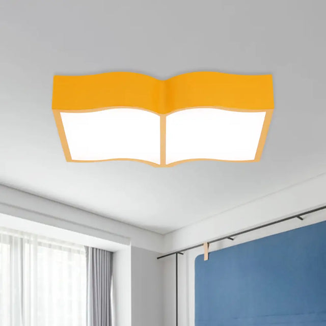 Modern Acrylic Cartoon Led Flush Mount Ceiling Lamp - Red/Yellow/Blue For Living Room Lighting