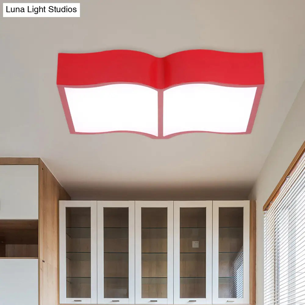 Modern Acrylic Cartoon Led Flush Mount Ceiling Lamp - Red/Yellow/Blue For Living Room Lighting