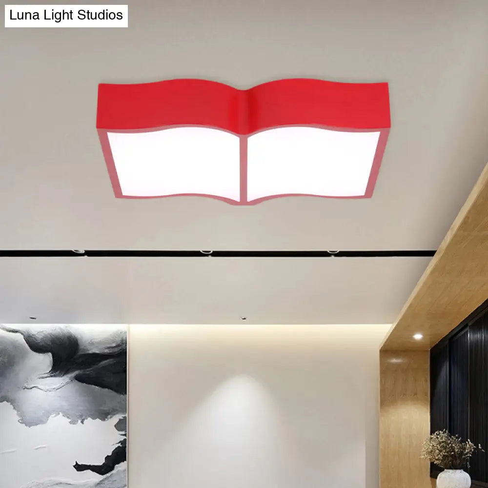 Modern Acrylic Cartoon Led Flush Mount Ceiling Lamp - Red/Yellow/Blue For Living Room Lighting