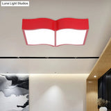 Modern Acrylic Cartoon Led Flush Mount Ceiling Lamp - Red/Yellow/Blue For Living Room Lighting
