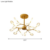 Modern Acrylic Ceiling Chandelier With Led Suspension - Gold Finish | Leaves Design For Living Room