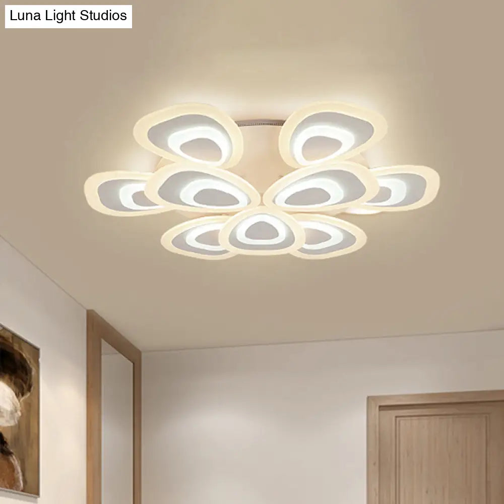 Modern Acrylic Ceiling Light Fixture - Peacock Tail Design Led Flush Mount Lamp With 3/5/9 Lights