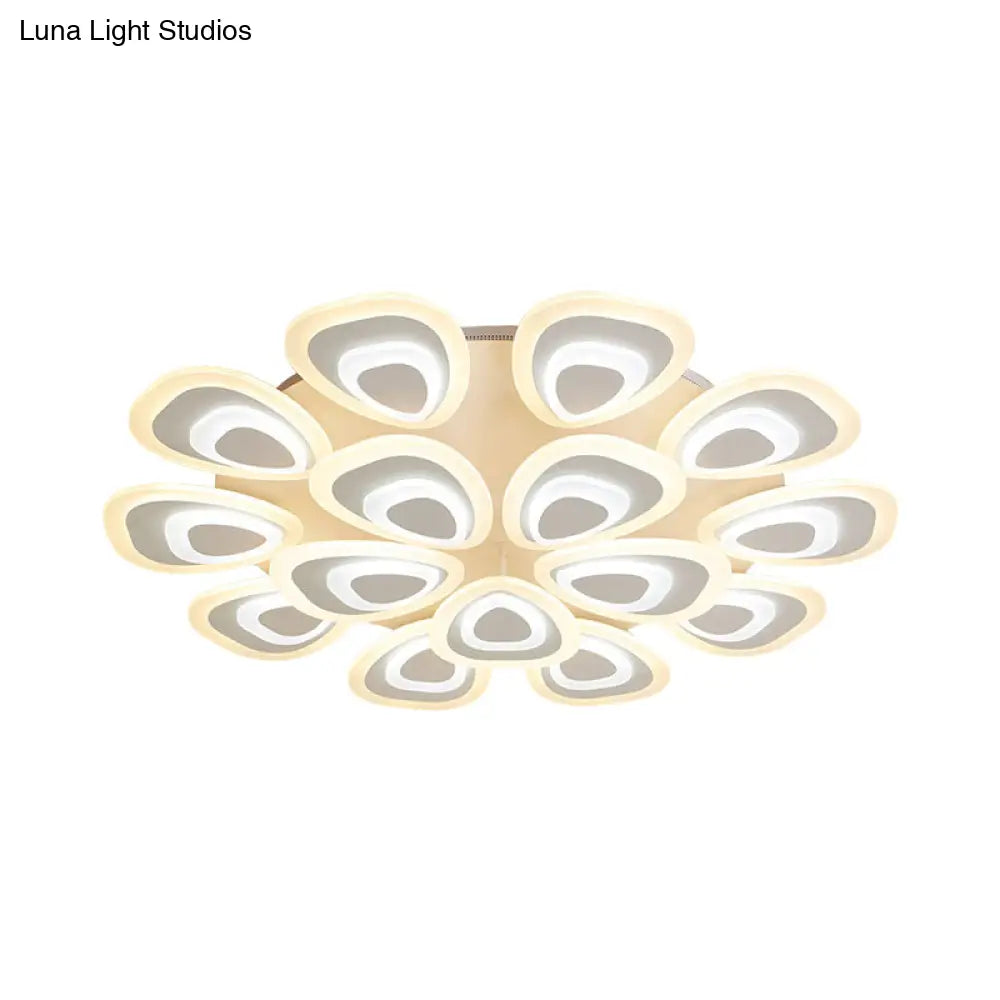 Modern Acrylic Ceiling Light Fixture - Peacock Tail Design Led Flush Mount Lamp With 3/5/9 Lights