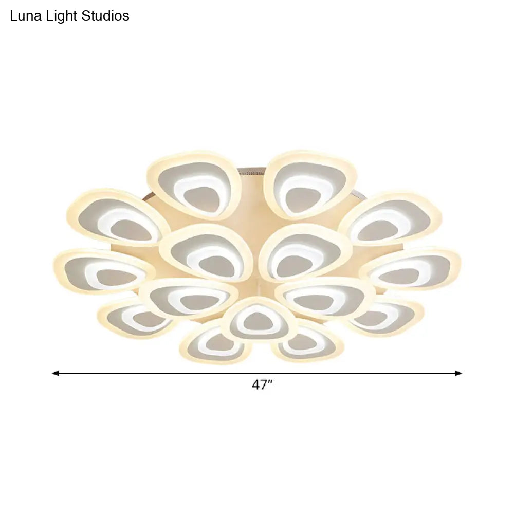 Modern Acrylic Ceiling Light Fixture - Peacock Tail Design Led Flush Mount Lamp With 3/5/9 Lights