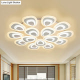 Modern Acrylic Ceiling Light Fixture - Peacock Tail Design Led Flush Mount Lamp With 3/5/9 Lights