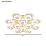 Modern Acrylic Ceiling Light Fixture - Peacock Tail Design Led Flush Mount Lamp With 3/5/9 Lights