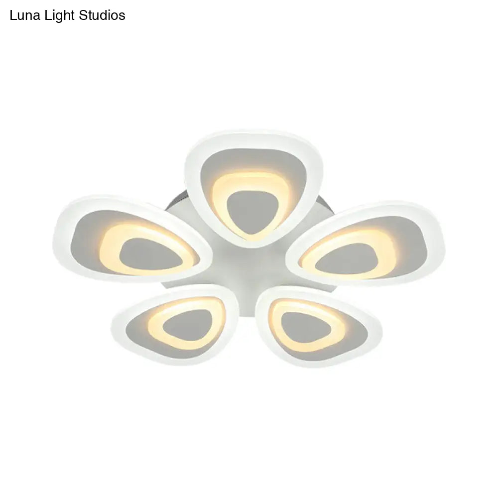Modern Acrylic Ceiling Light Fixture - Peacock Tail Design Led Flush Mount Lamp With 3/5/9 Lights